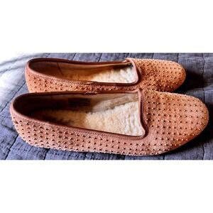 UGG Australia Alloway Studded Suede Flats Chestnut Tan Loafers 1004401